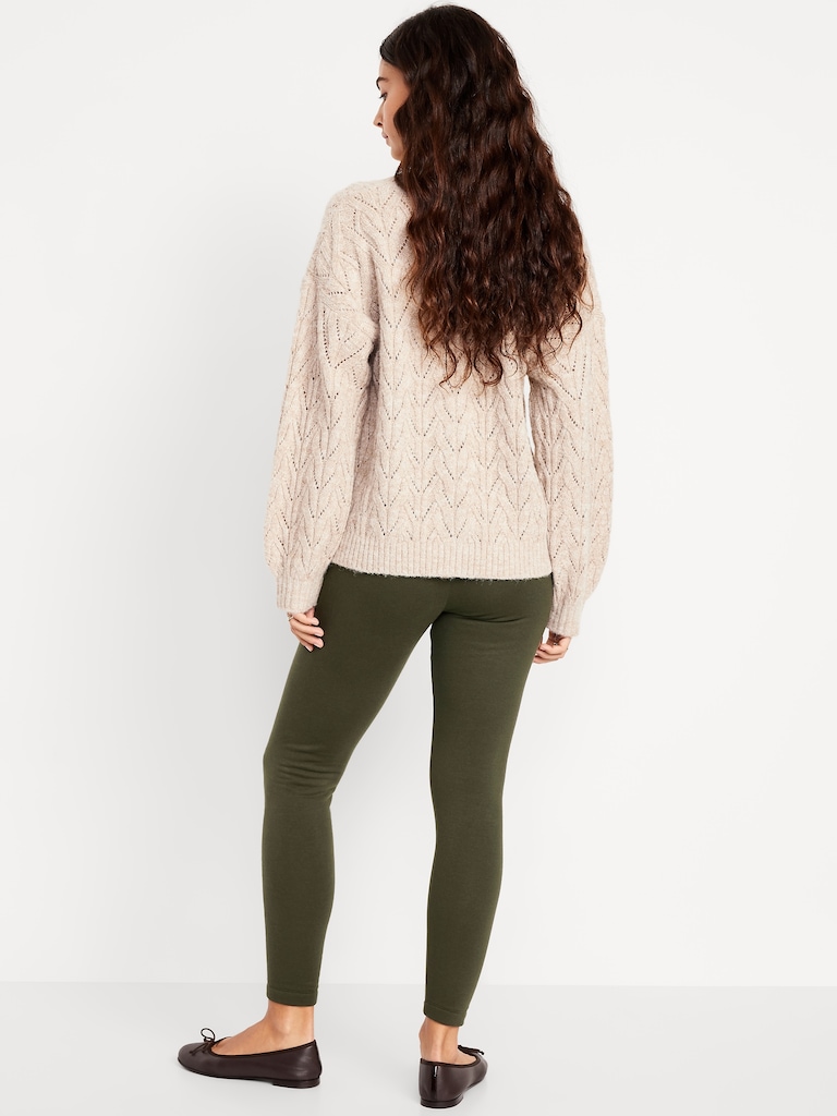 High-Waisted Fleece-Lined Ankle Leggings