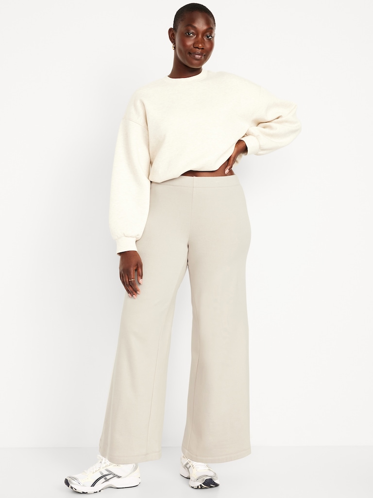 High-Waisted Fleece-Lined Super Wide-Leg Pants