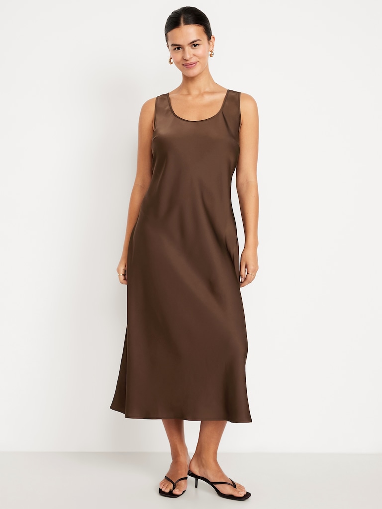 Sleeveless Satin Midi Dress