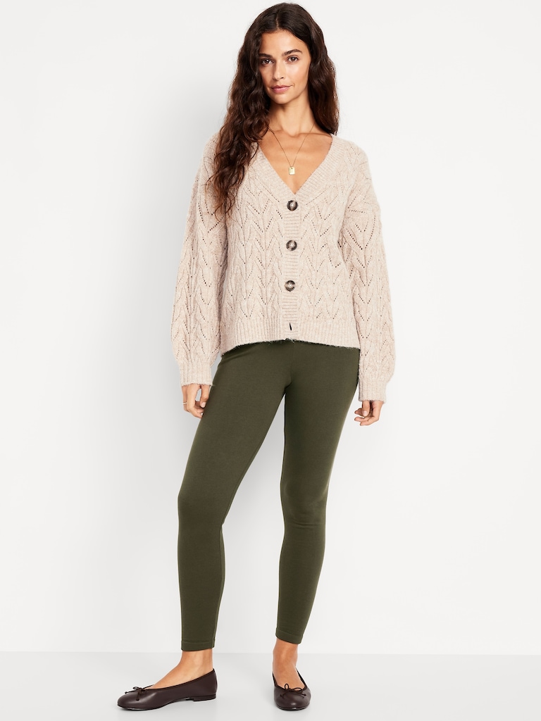 High-Waisted Fleece-Lined Ankle Leggings