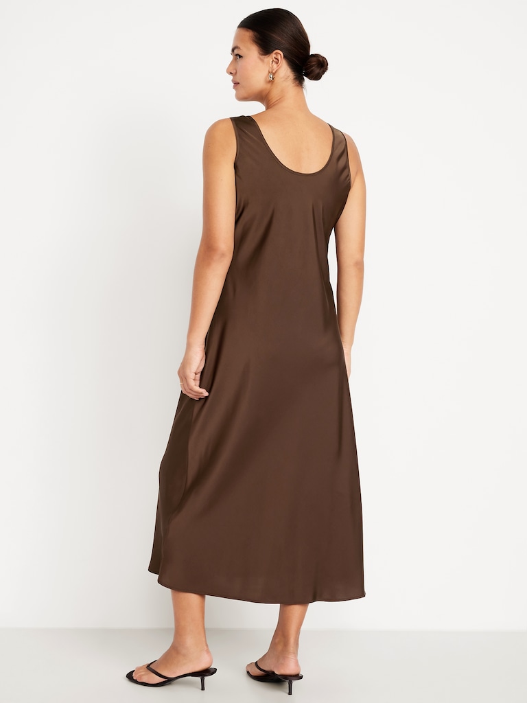 Sleeveless Satin Midi Dress
