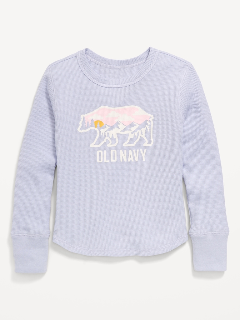 Long-Sleeve Logo Graphic Thermal-Knit T-Shirt for Girls