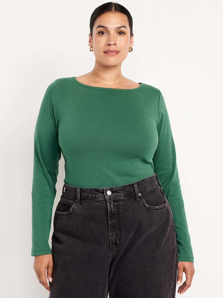 Snug Long-Sleeve Boatneck T-Shirt