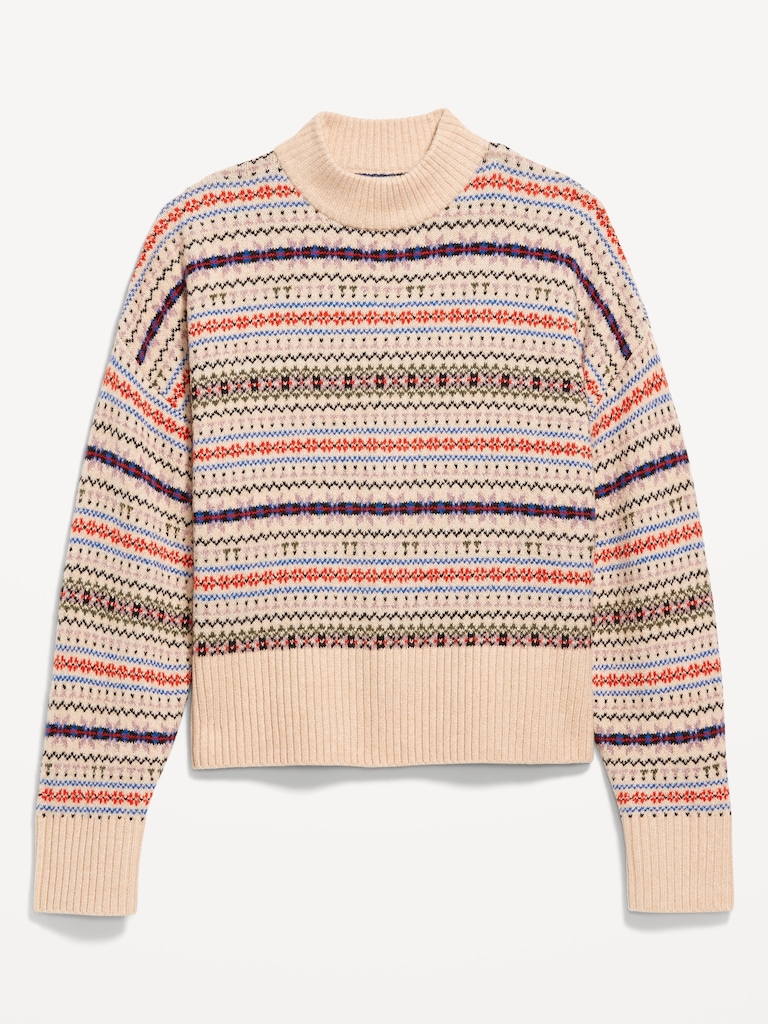 SoSoft Mock-Neck Fair Isle Sweater