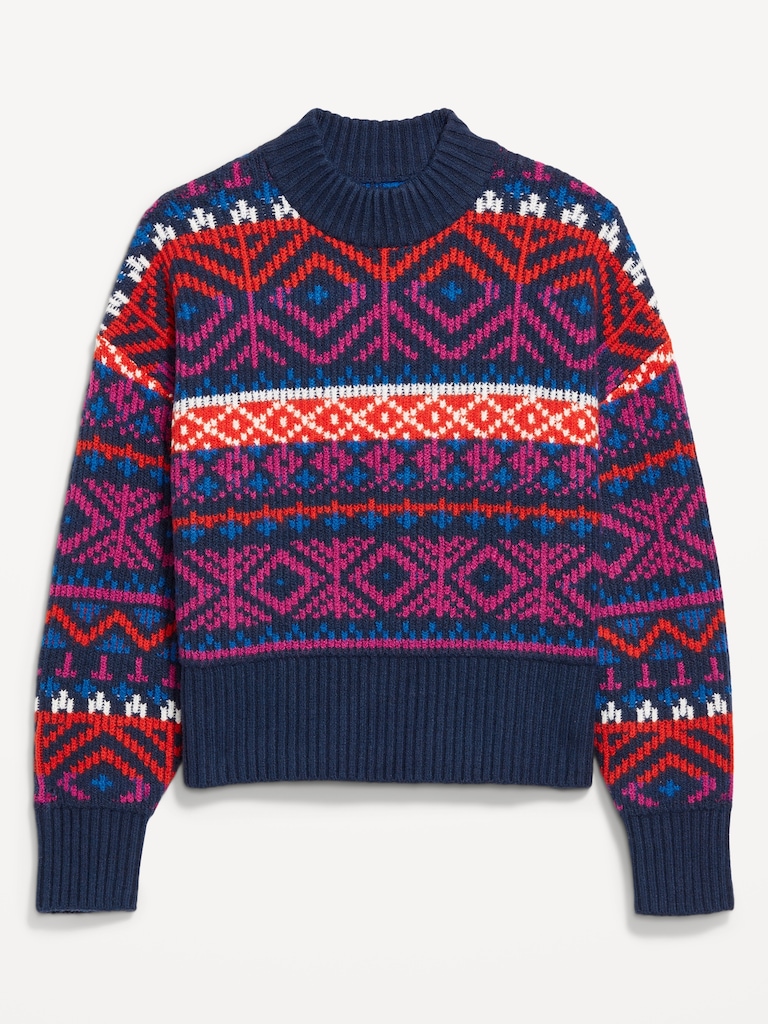 SoSoft Mock-Neck Fair Isle Sweater