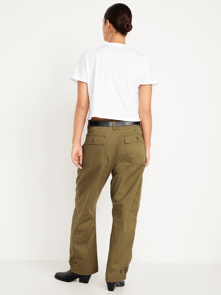 Mid-Rise Twill Barrel Pants