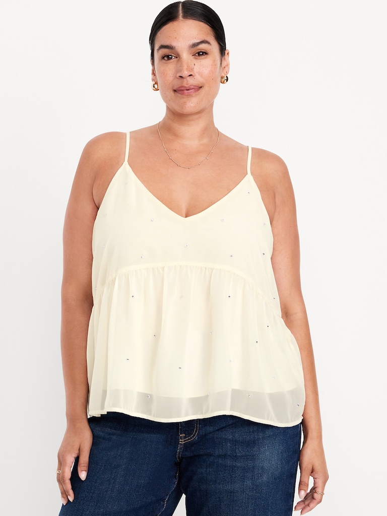 Embellished Cami Peplum Top
