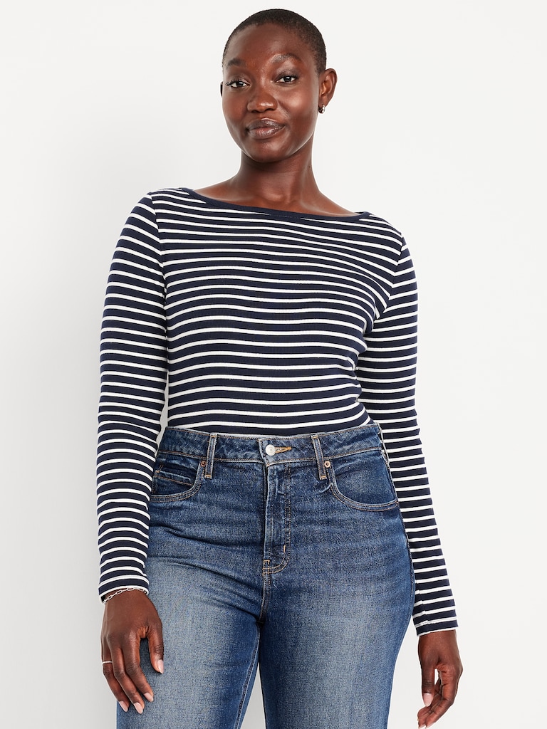 Snug Long-Sleeve Boatneck T-Shirt