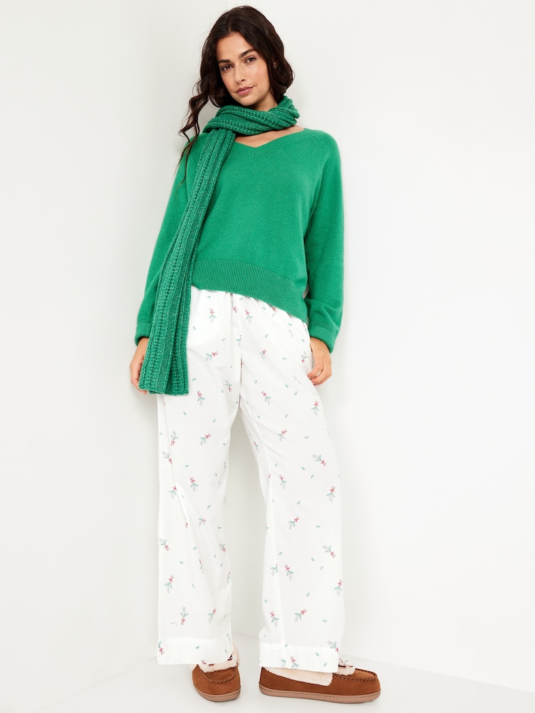 High-Waisted Poplin Pajama Pant