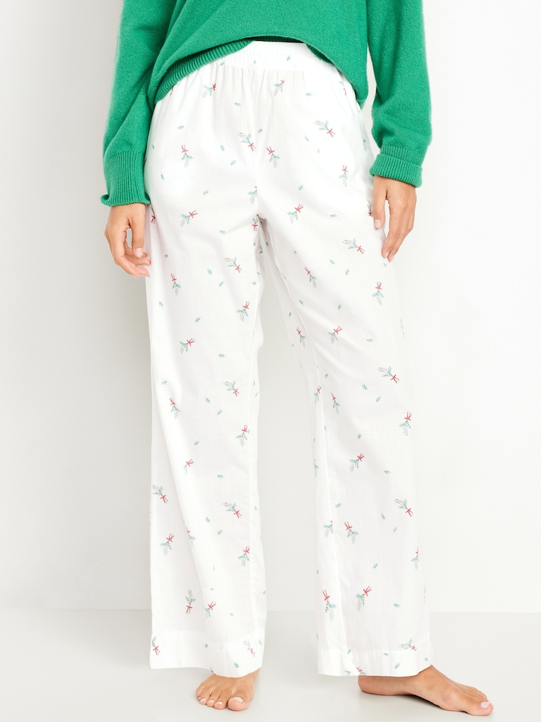 High-Waisted Poplin Pajama Pant