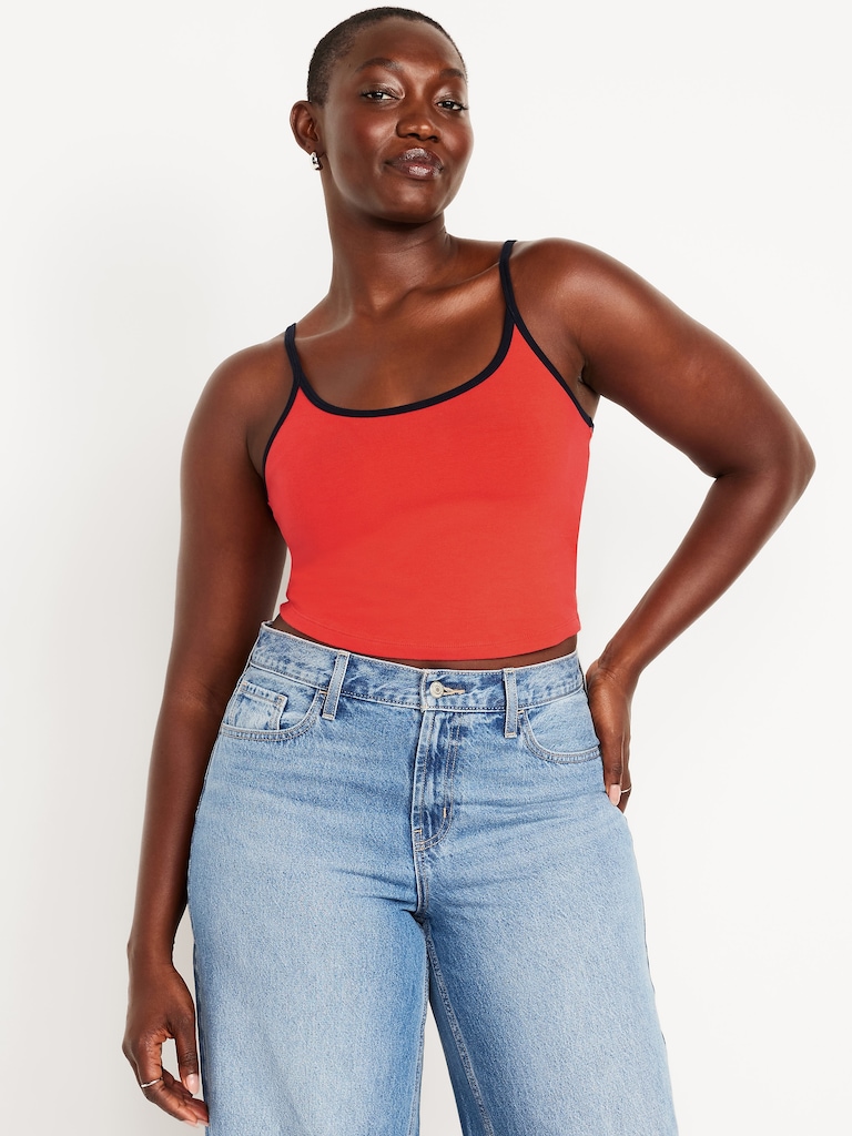 Camisole courte en jersey liséré