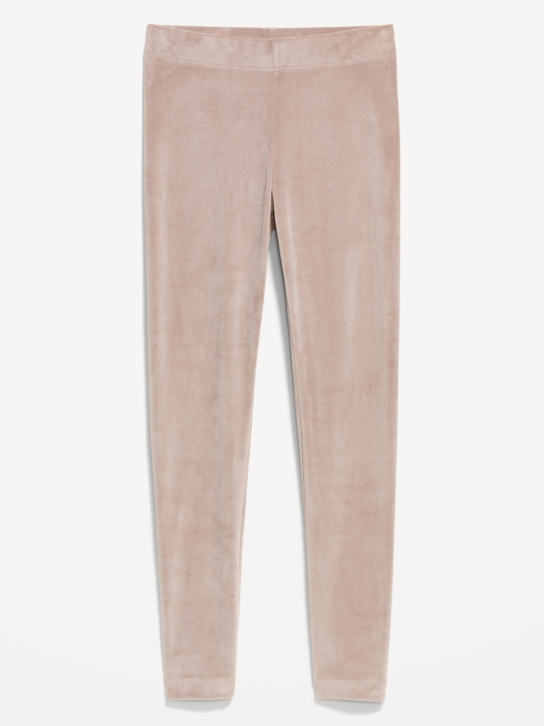 High-Waisted Velour Fashion Ankle Leggings