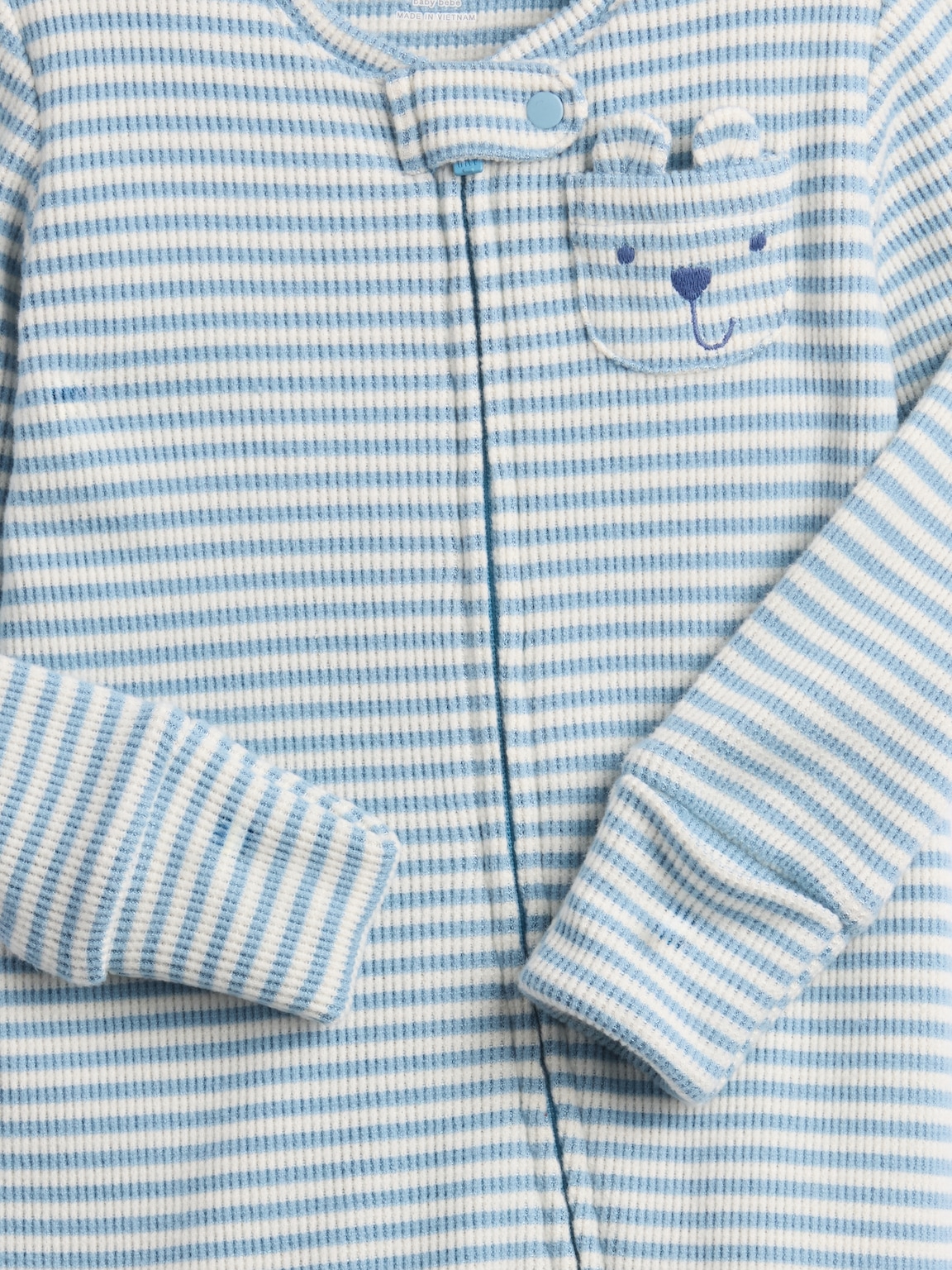 Baby Softspun Waffle Bear Pocket Footed One-Piece