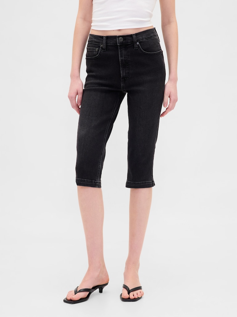 High Rise Cropped Capri Jeans