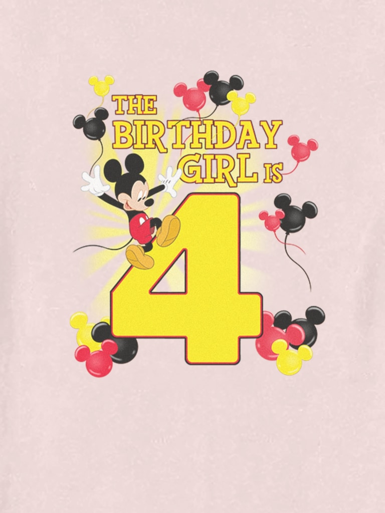Disney Mickey Birthday Girl Is 4 Graphic T-Shirt for Toddler