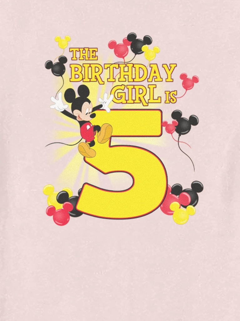 Disney Mickey Birthday Girl Is 5 Graphic T-Shirt for Toddler