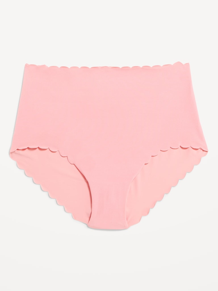 High-Waisted No-Show Scalloped Brief Underwear