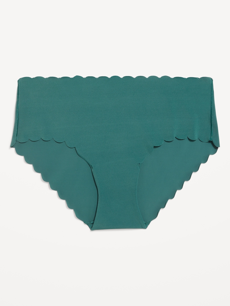 High-Waisted No-Show Scalloped Brief Underwear