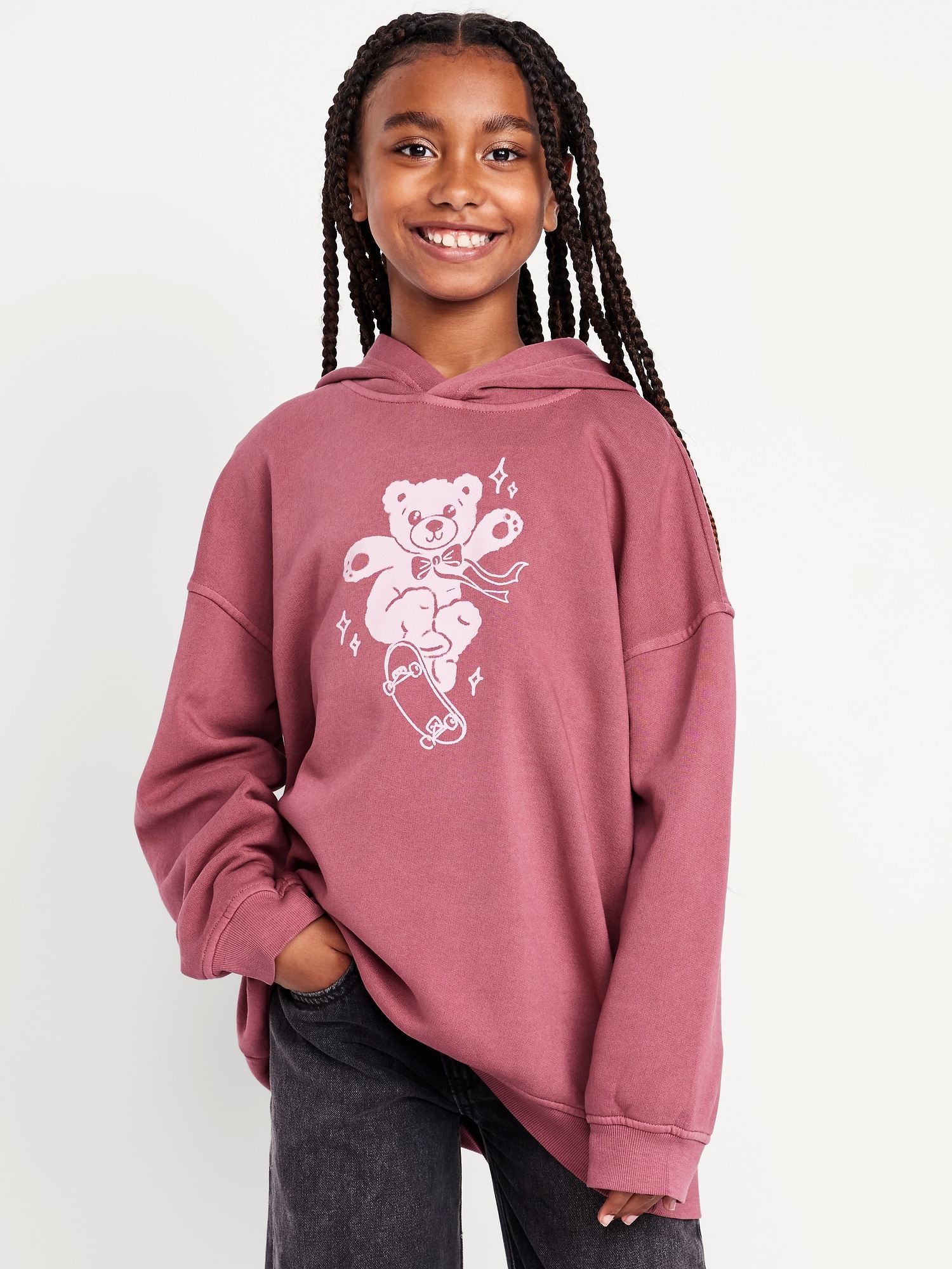 Oversized Graphic Tunic Pullover Hoodie for Girls | Old Navy