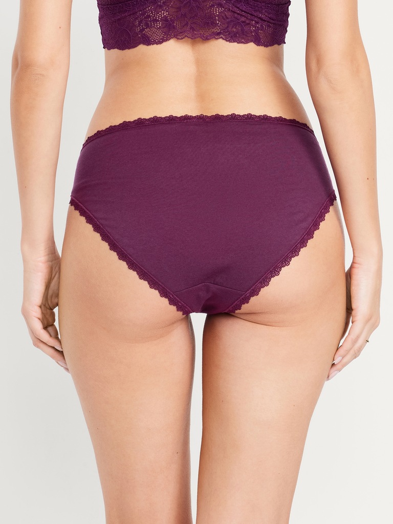 High-Waisted Lace-Trim Bikini Underwear