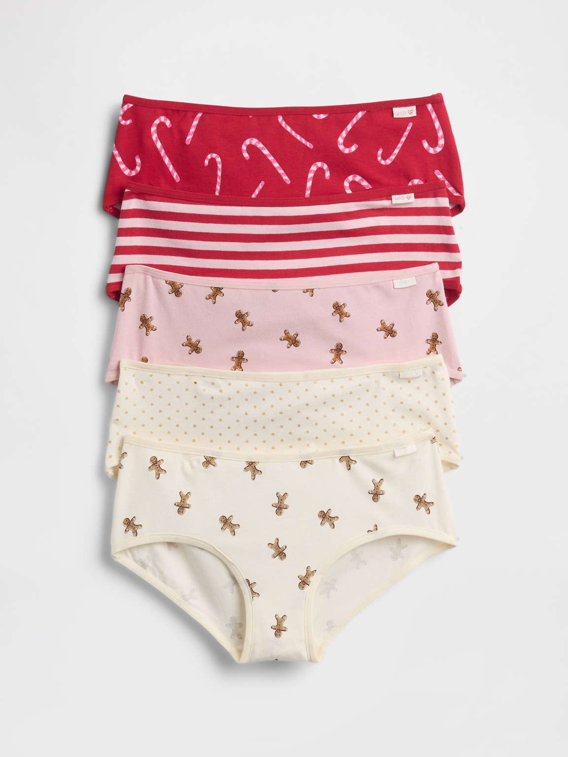 Kids Organic Stretch Cotton Holiday Hipster Briefs (5-Pack)
