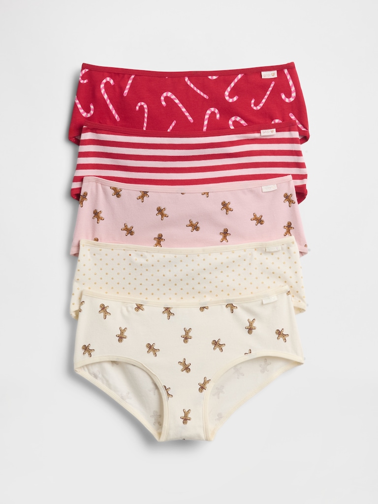 Kids Organic Stretch Cotton Holiday Hipster Briefs (5-Pack)
