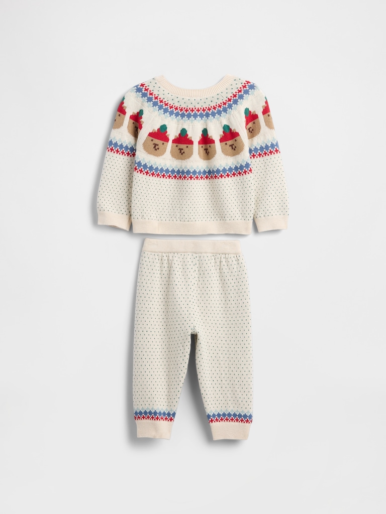 Baby Bear Fair Isle Sweater Outfit Set