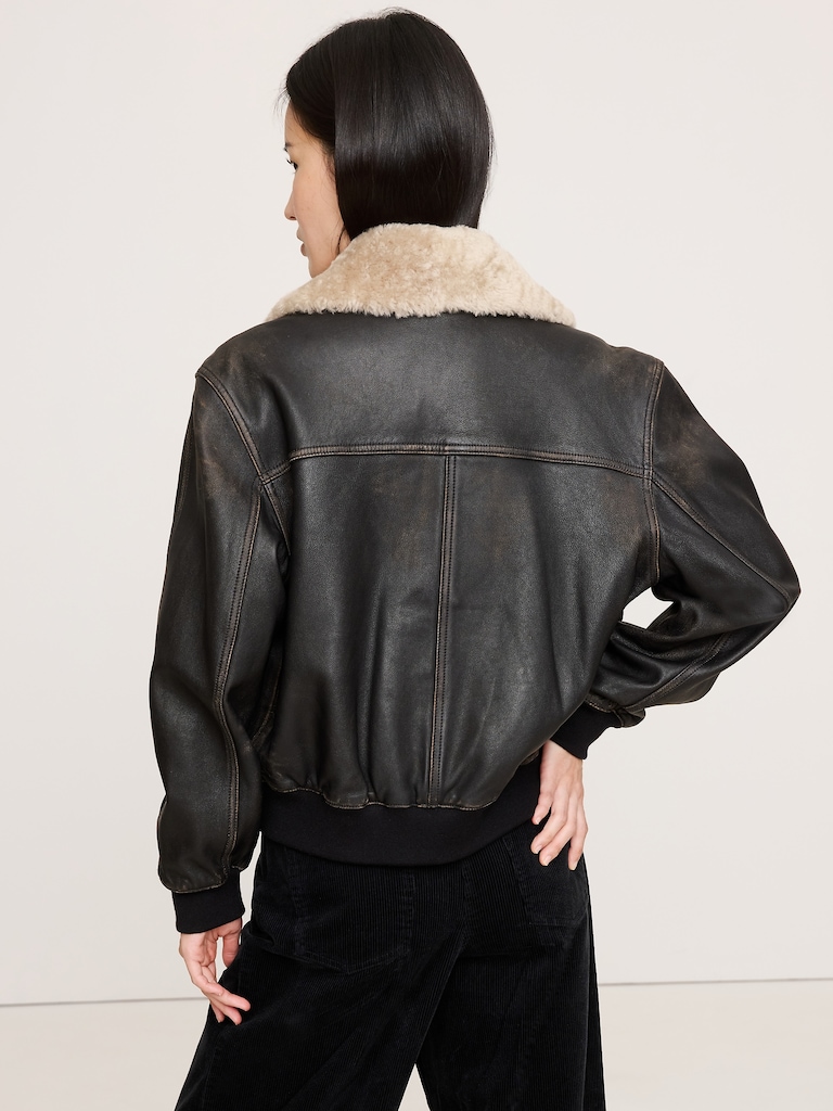 Distressed Leather Flight Jacket