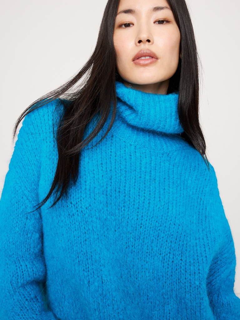 Italian Alpaca-Blend Funnel-Neck Sweater