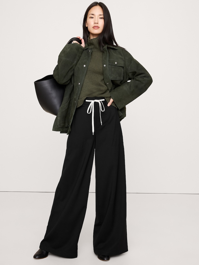 High-Rise Wide-Leg Italian Wool Pant