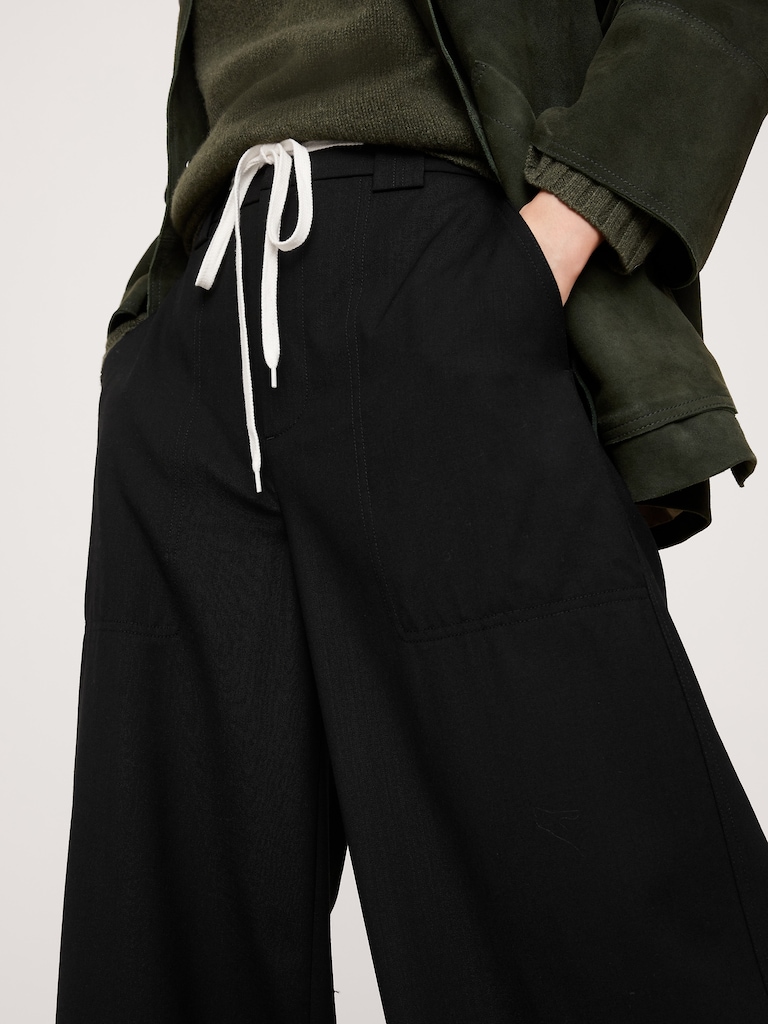 High-Rise Wide-Leg Italian Wool Pant