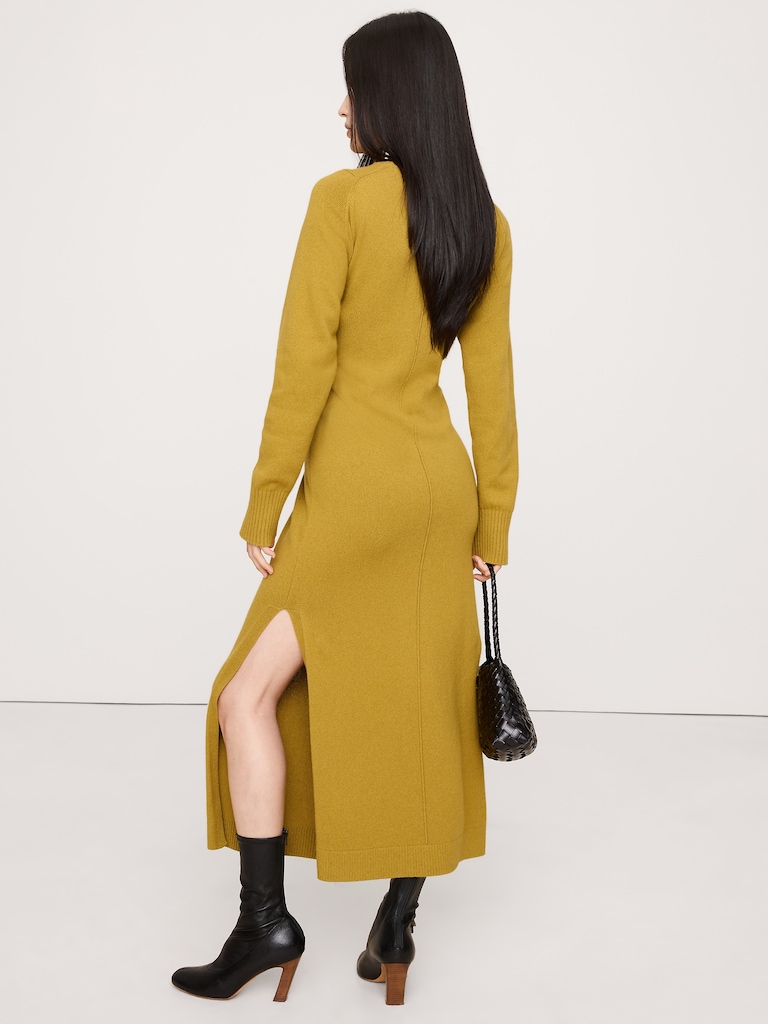 Merino-Cotton Wrap Sweater Dress