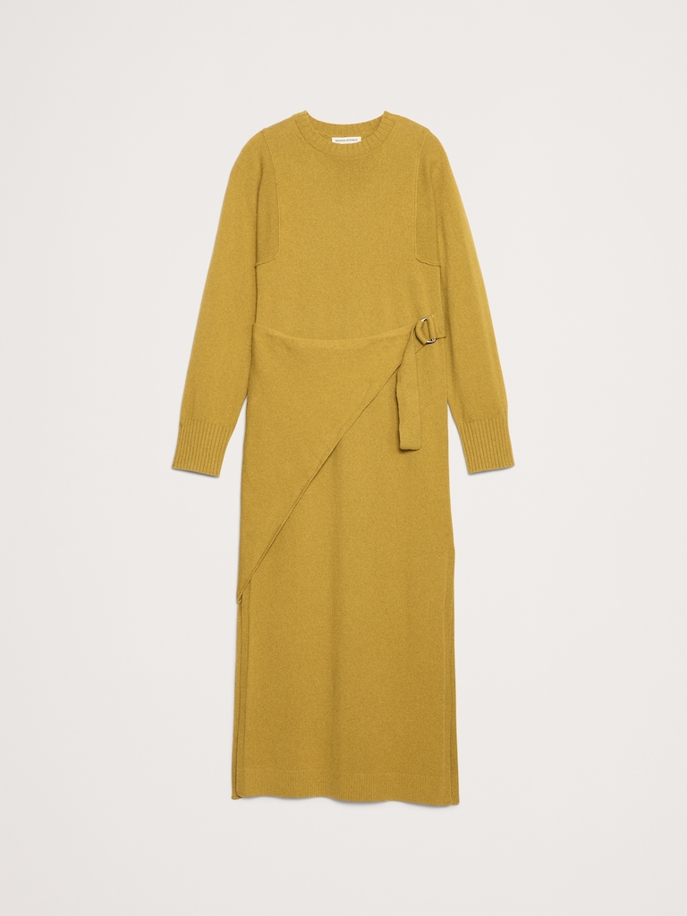 Merino-Cotton Wrap Sweater Dress