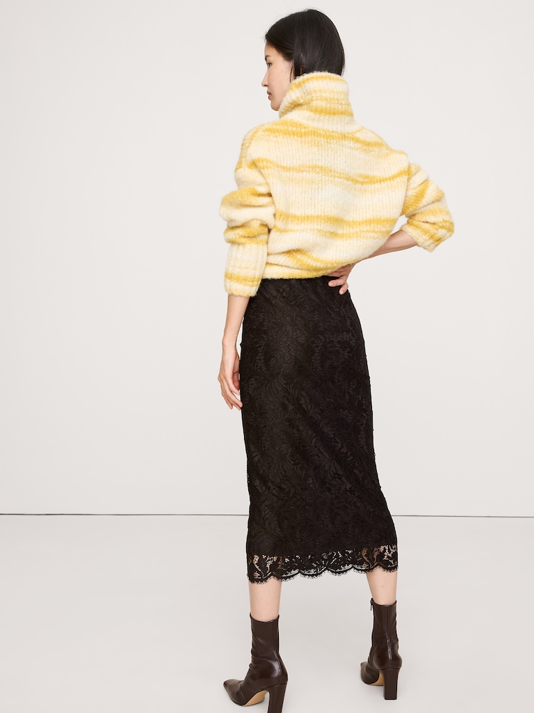 Stretch-Lace Midi Skirt