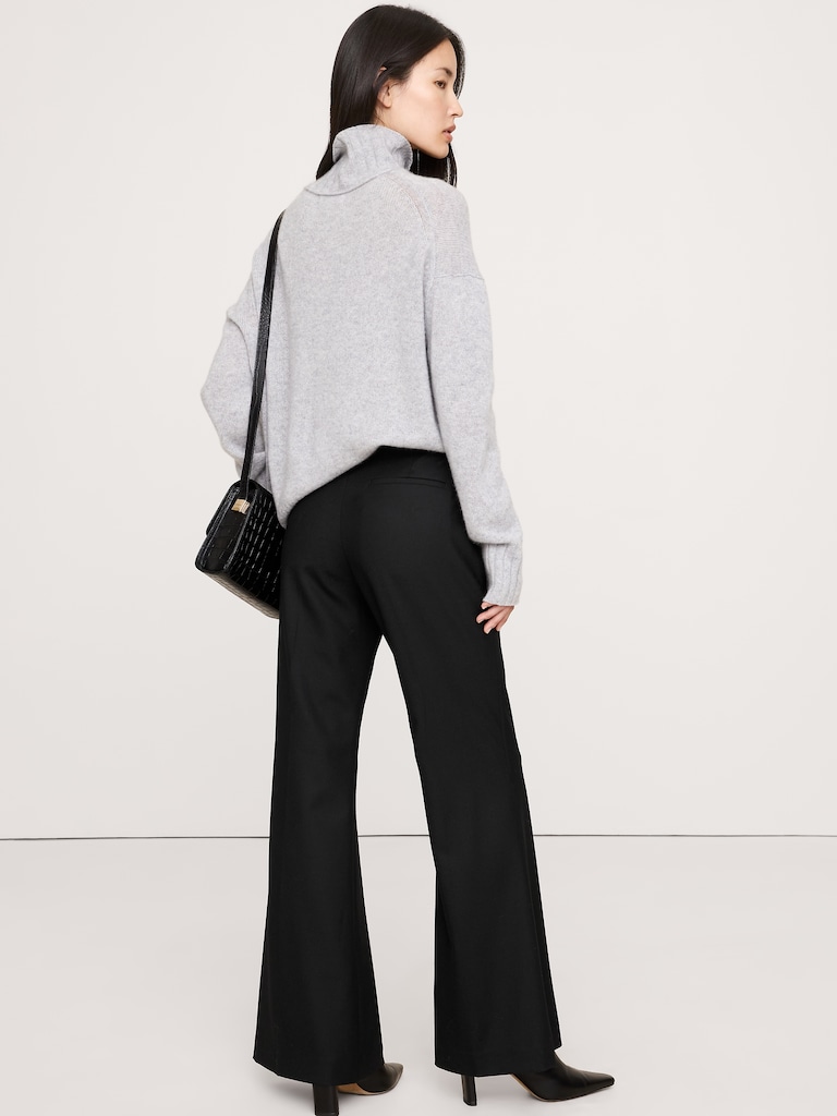 Mid-Rise Flare Stretch Wool-Blend Pant