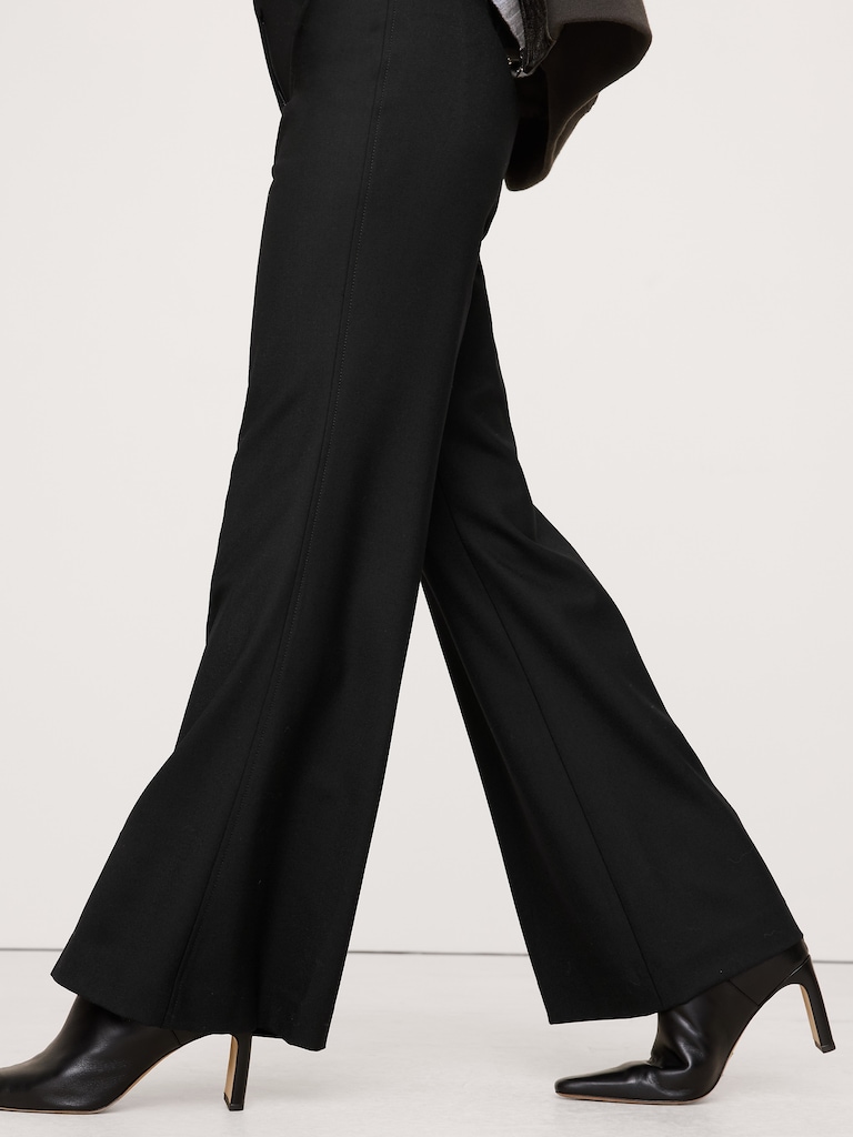Mid-Rise Flare Stretch Wool-Blend Pant