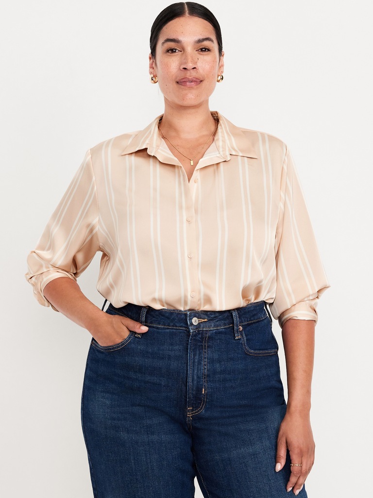 Satin Button-Down Shirt