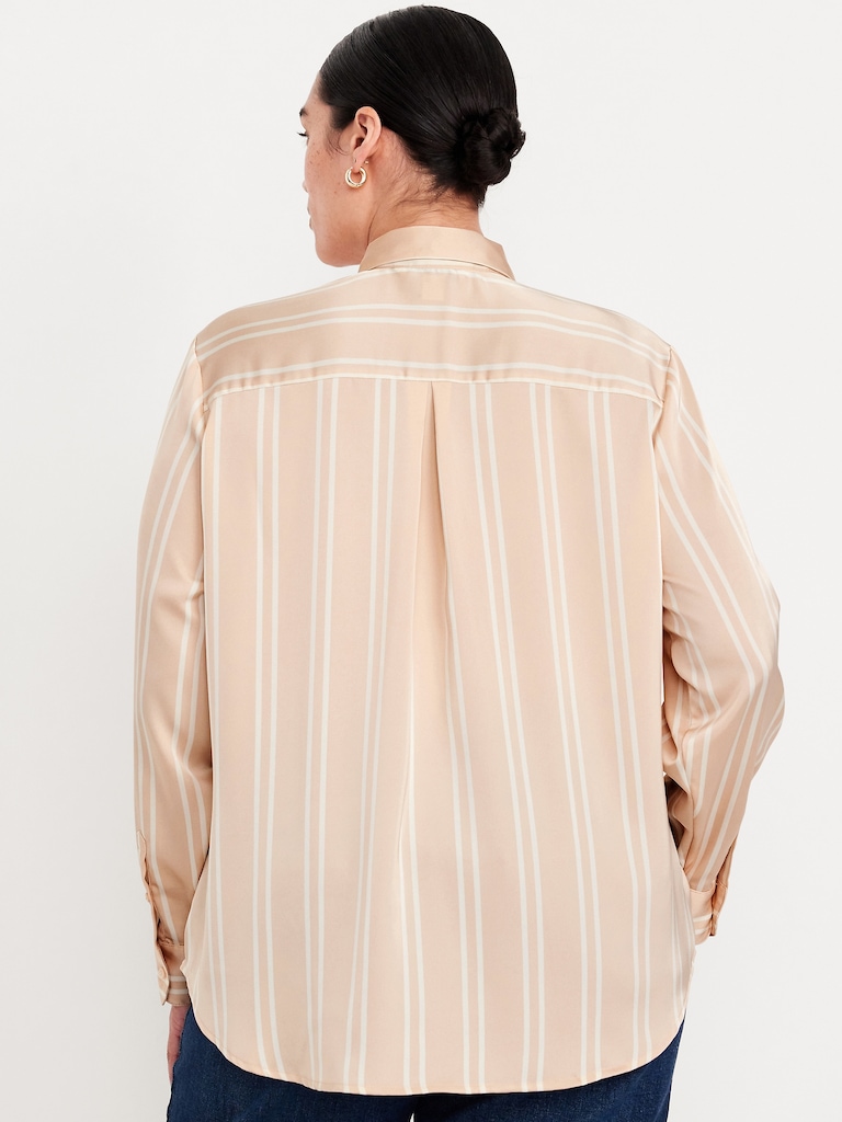 Satin Button-Down Shirt