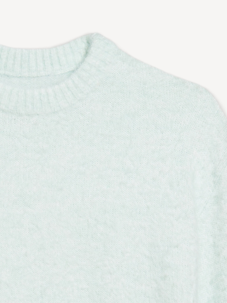 Cropped Crew-Neck Eyelash Sweater