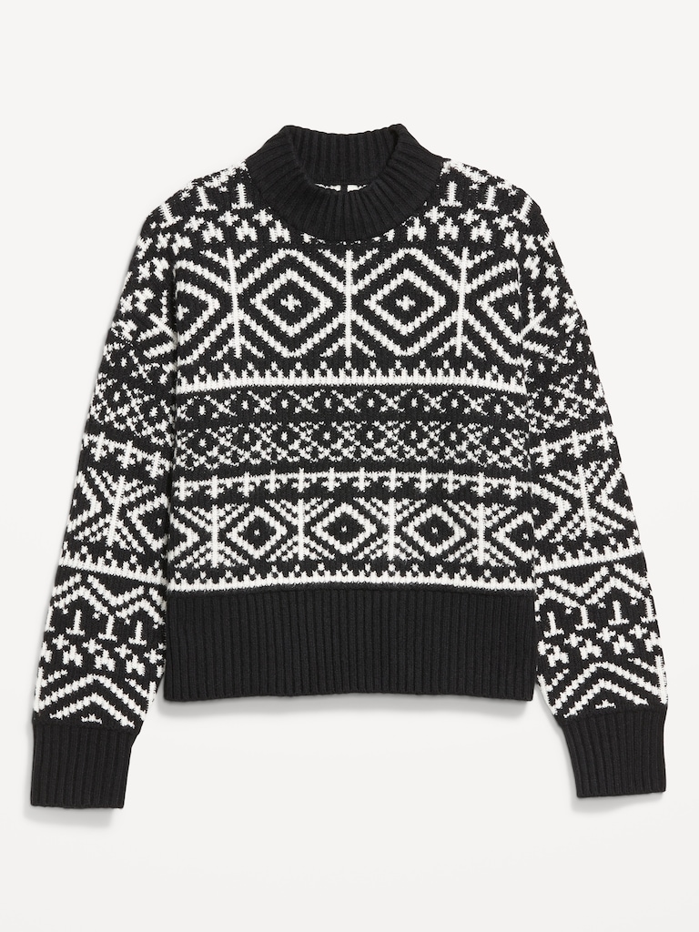 SoSoft Mock-Neck Fair Isle Sweater