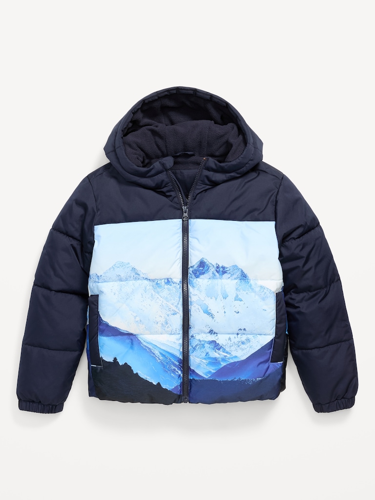 Water-Resistant Graphic Puffer Jacket for Boys