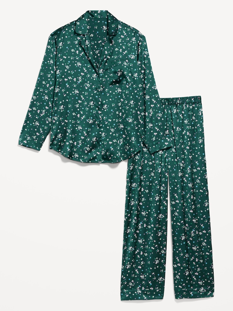 Printed Satin Pajama Pant Set for Women