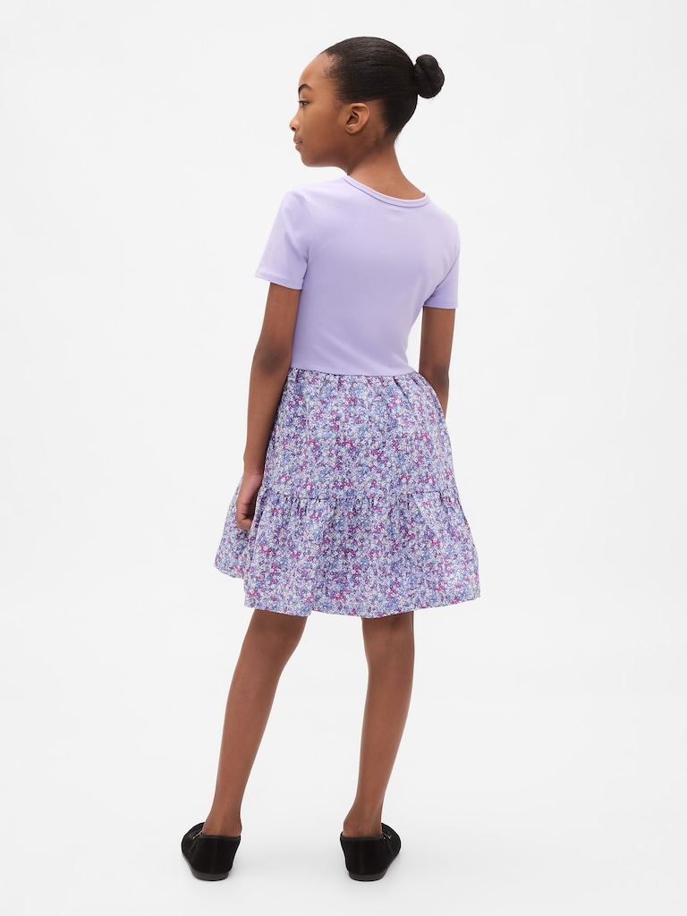 Kids Mixed Media Flounce Dress