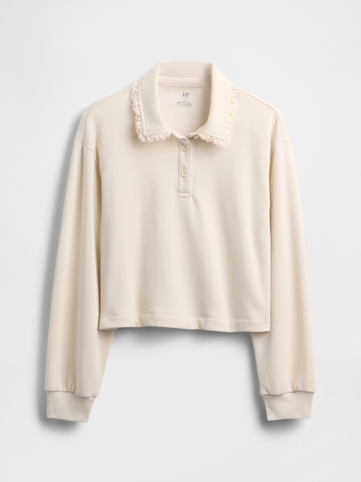 Kids French Terry Lace-Trim Polo Sweatshirt