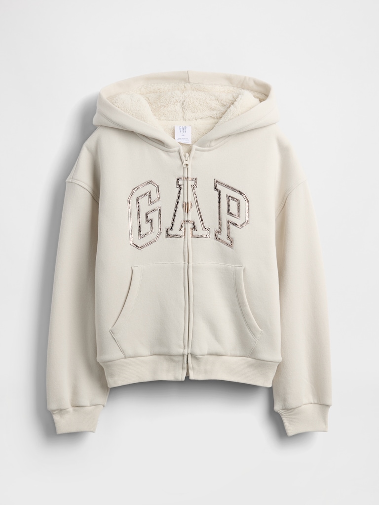 Kids Sherpa-Lined Graphic Logo Hoodie