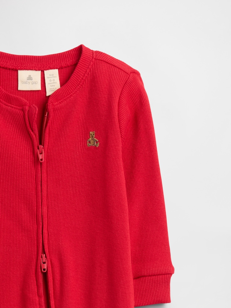 Baby Ribbed Two-Way Zip One-Piece