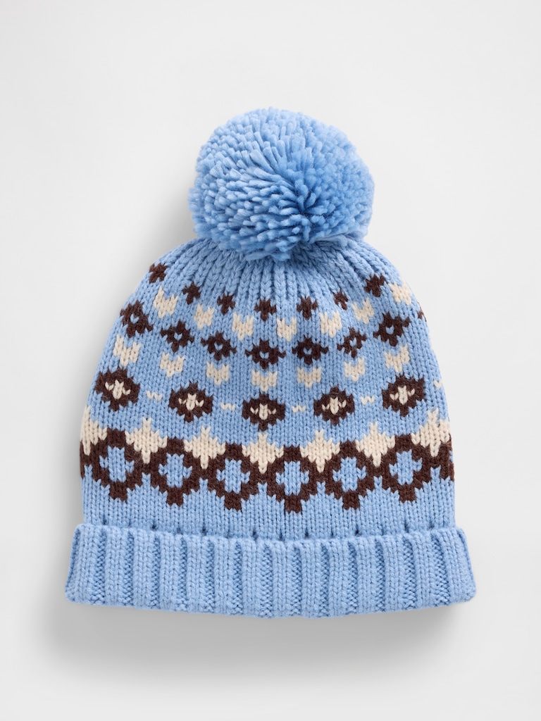 Fair Isle Poof Beanie