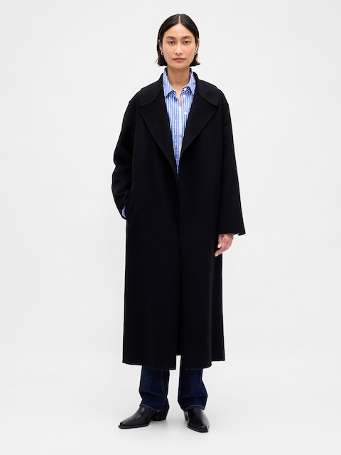 Manteau Femme GAP Taille XL Noir - 100% Polyester, Style Basique Boutonné, Neuf Sans étiquettes