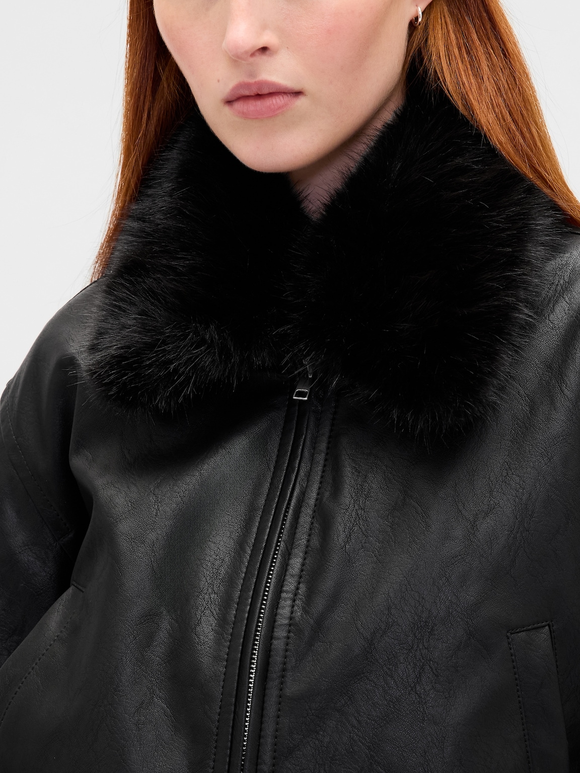 Vegan Leather Bomber Jacket