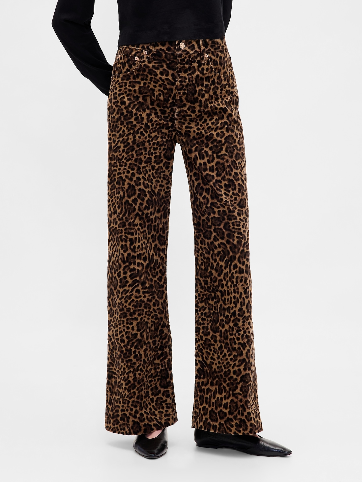 High Rise Corduroy Stride Wide-Leg Jeans